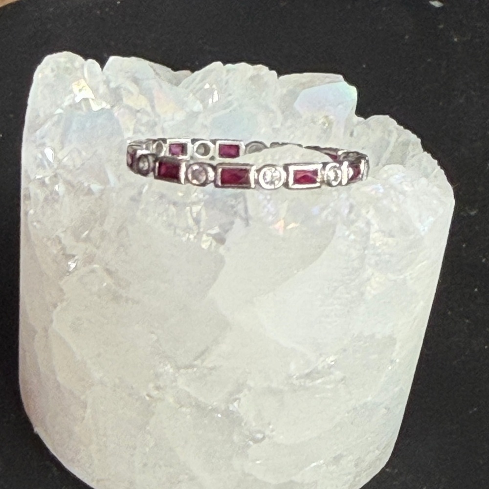 Platinum Ruby and Diamond Eternity Band